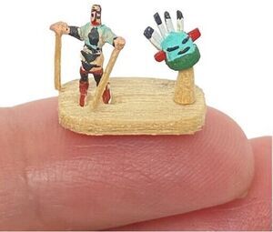 Kachina Miniature Doll Figure with Mask Micro-mini Antelope Dancer  by Mae Hunch